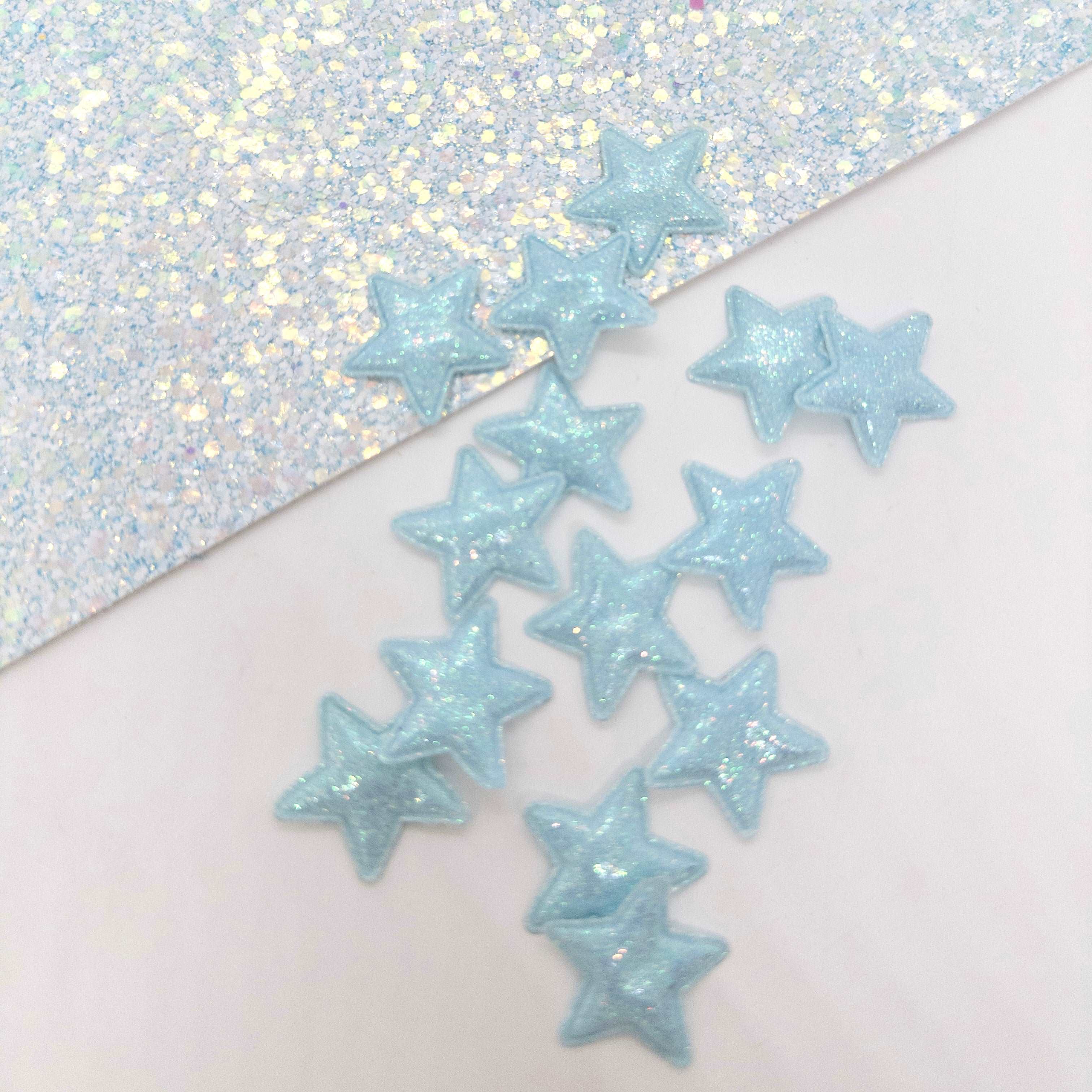 Baby Blue Star Embellishments x5